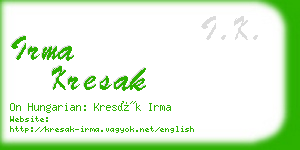 irma kresak business card